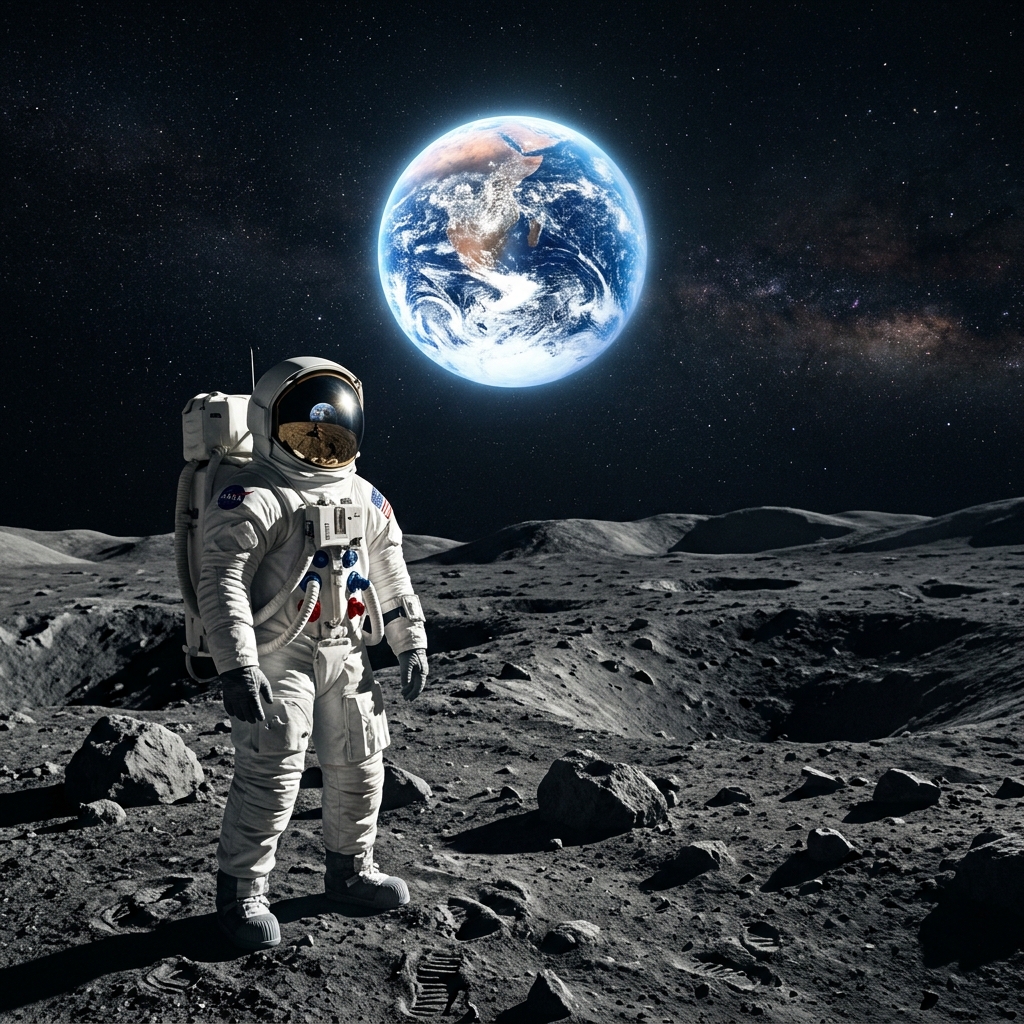 Space Exploration - Astronaut on Moon